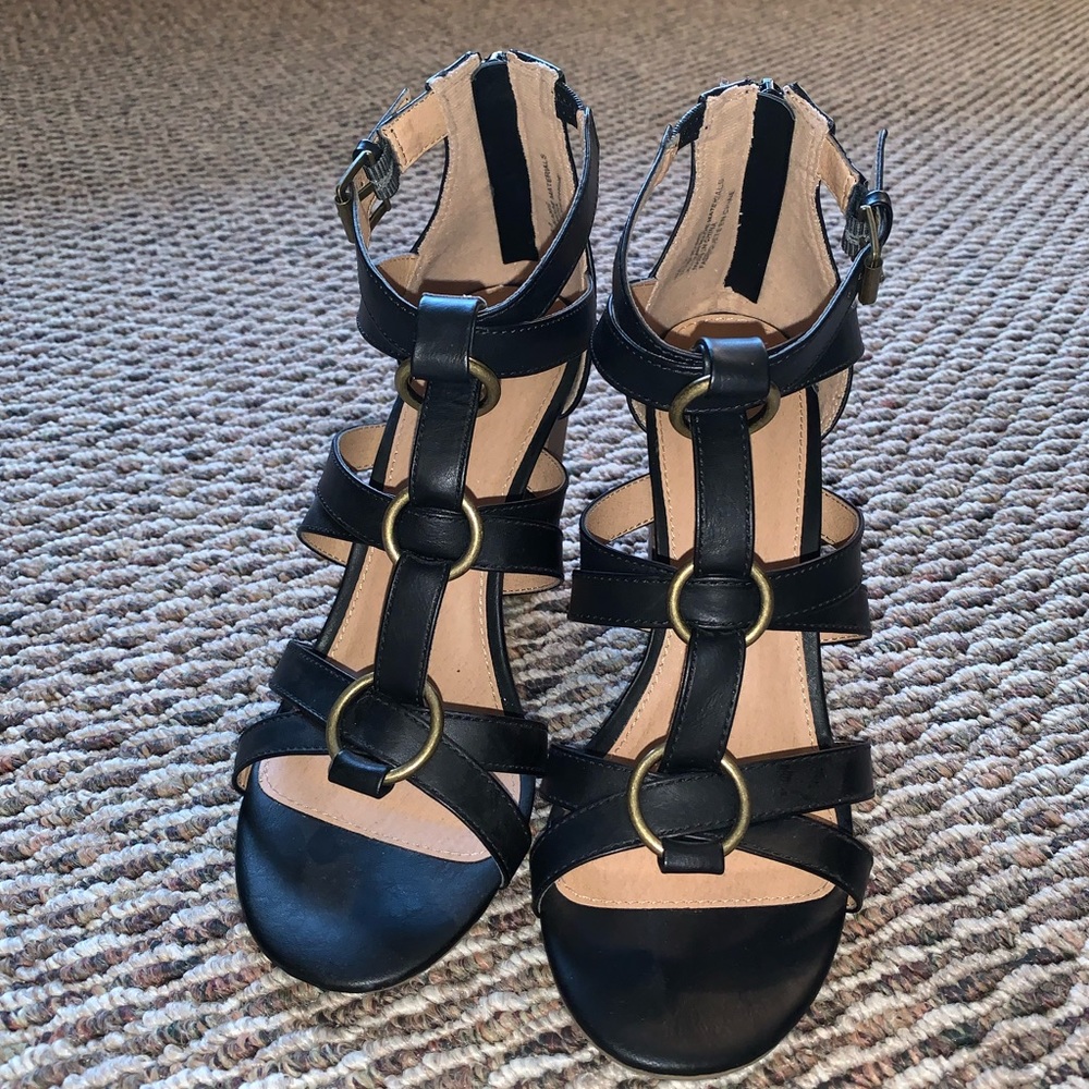 Black strappy heels